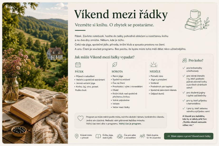 nabídka pobytu Víkend mezi řádky